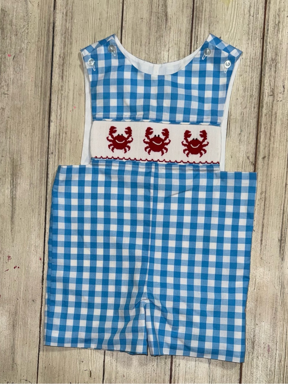 Smocked Auctions smocked crab shortall 3t boys boutique